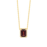 Halskette in 18 Karat Gelbgold mit gefasstem Granat und Diamanten - P2880016GYN02